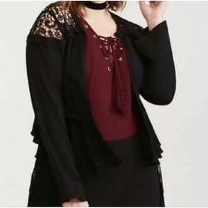 Torrid Insider Collection Lace trimmed Cropped Cardigan in Black